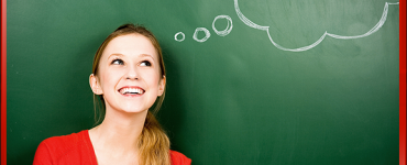 Woman Thinking Bubble Chalk Board